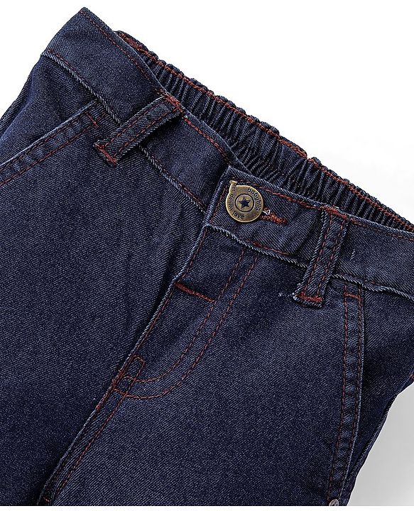 Babyhug Cotton Above Knee Length Bermuda With Stretch Solid Colour - Dark Blue