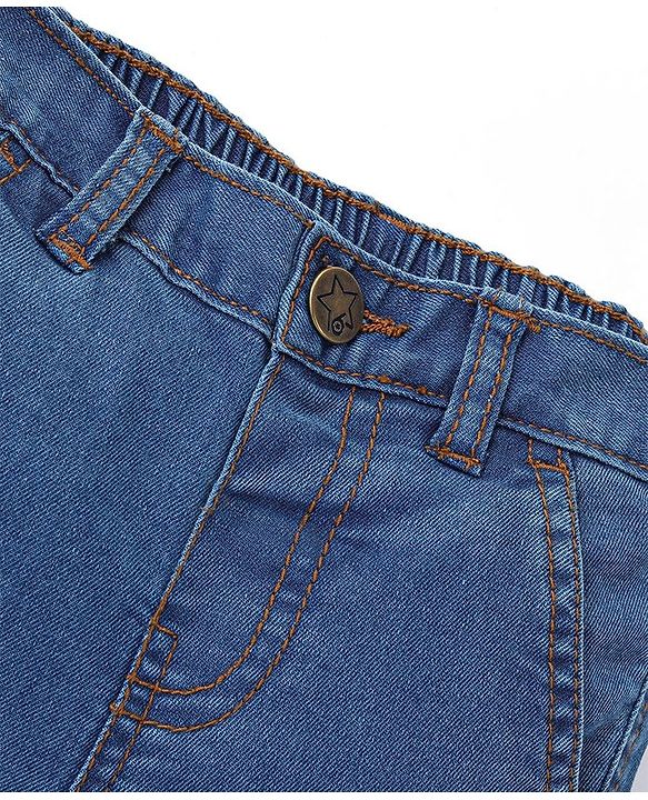 Babyhug Cotton Above Knee Length Bermuda With Stretch Solid Colour - Dark Blue