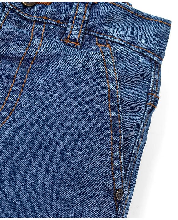 Babyhug Cotton Above Knee Length Bermuda With Stretch Solid Colour - Dark Blue