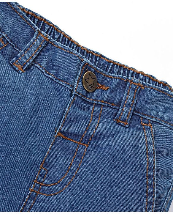 Babyhug Cotton Above Knee Length Bermuda With Stretch Solid Colour - Dark Blue