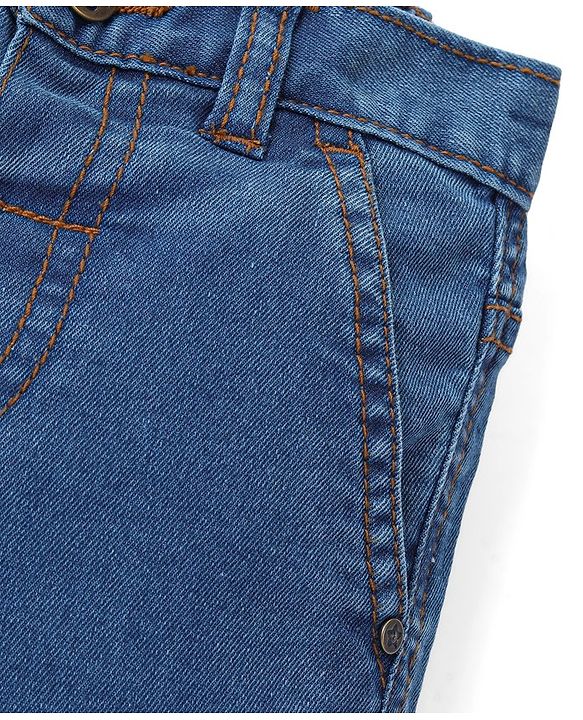 Babyhug Cotton Above Knee Length Bermuda With Stretch Solid Colour - Dark Blue