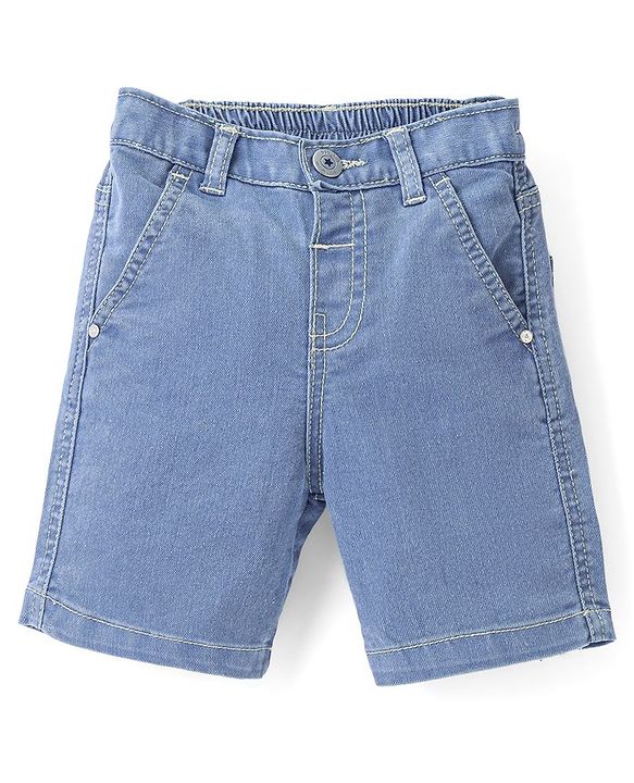 Babyhug Cotton Above Knee Length Bermuda With Stretch Solid Colour - Dark Blue