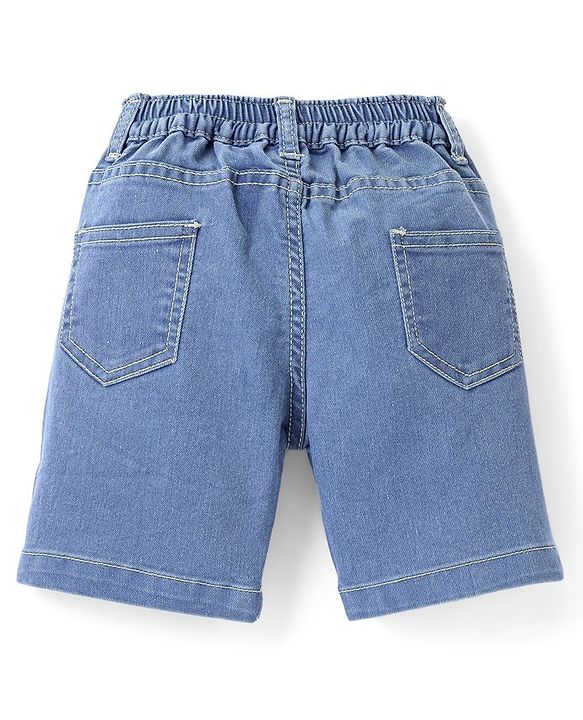 Babyhug Cotton Above Knee Length Bermuda With Stretch Solid Colour - Dark Blue