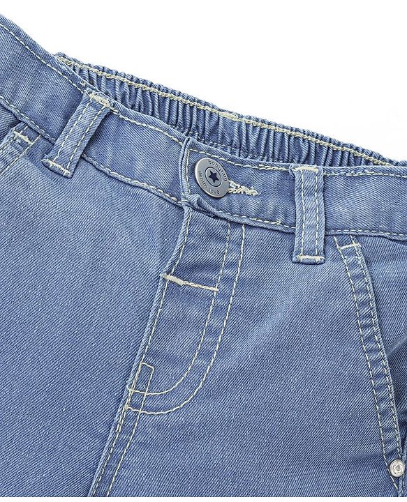 Babyhug Cotton Above Knee Length Bermuda With Stretch Solid Colour - Dark Blue