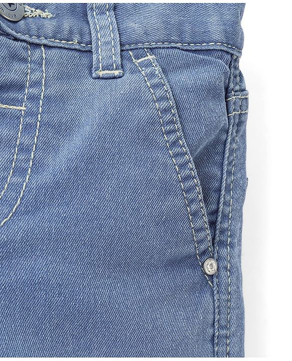Babyhug Cotton Above Knee Length Bermuda With Stretch Solid Colour - Dark Blue