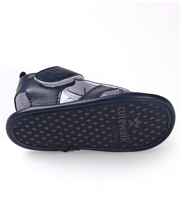 Cute Walk by Babyhug Booties with Velcro Closure Star Design - Navy Blue