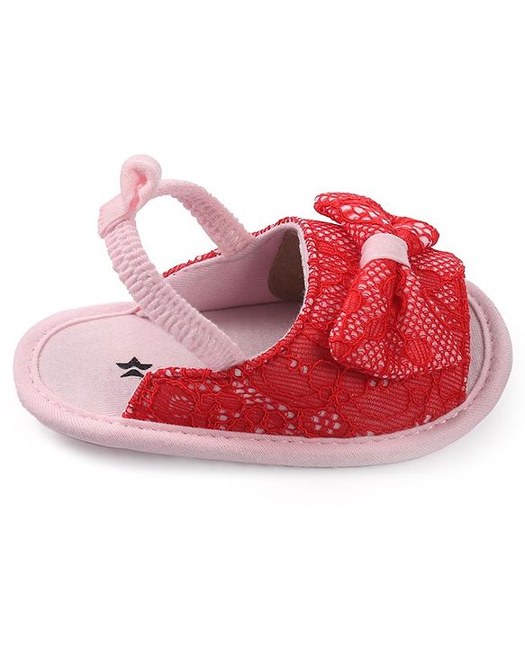 Cute Walk by Babyhug Slip On Booties with Bow - Red