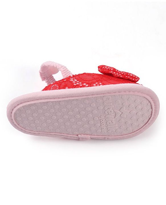 Cute Walk by Babyhug Slip On Booties with Bow - Red