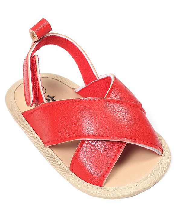 Cute Walk by Babyhug Solid Color Booties with Velcro Closure - Red