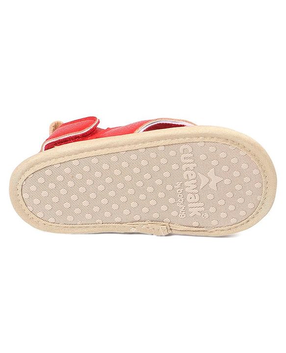 Cute Walk by Babyhug Solid Color Booties with Velcro Closure - Red