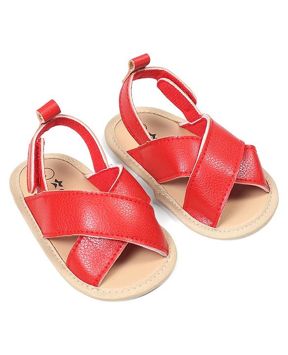 Cute Walk by Babyhug Solid Color Booties with Velcro Closure - Red