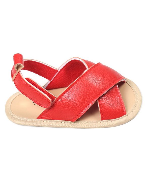 Cute Walk by Babyhug Solid Color Booties with Velcro Closure - Red