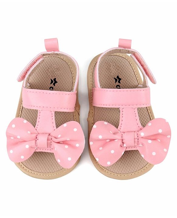 Cute Walk by Babyhug Velcro Closure Booties with Bow - Pink