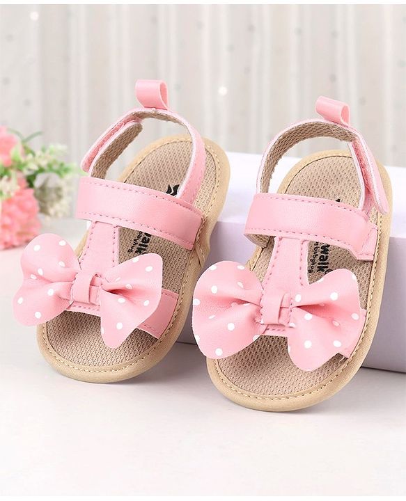 Cute Walk by Babyhug Velcro Closure Booties with Bow - Pink