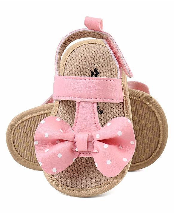 Cute Walk by Babyhug Velcro Closure Booties with Bow - Pink