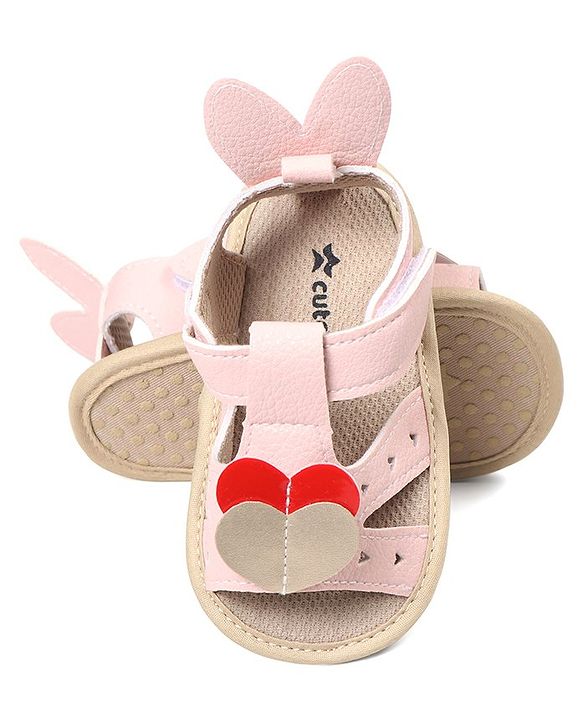 Cute Walk by Babyhug Booties with Velcro Closure - Pink