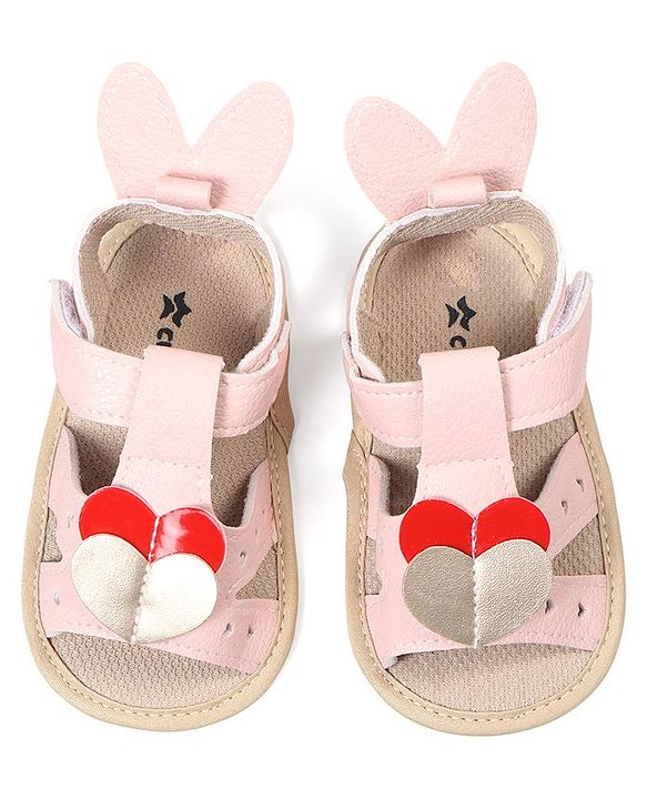 Cute Walk by Babyhug Booties with Velcro Closure - Pink
