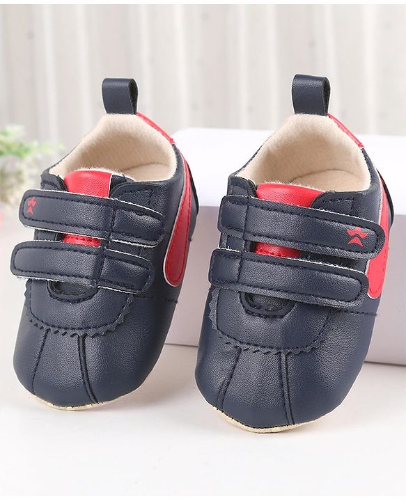 Cute Walk by Babyhug Booties with Velcro Closure - Blue & Red