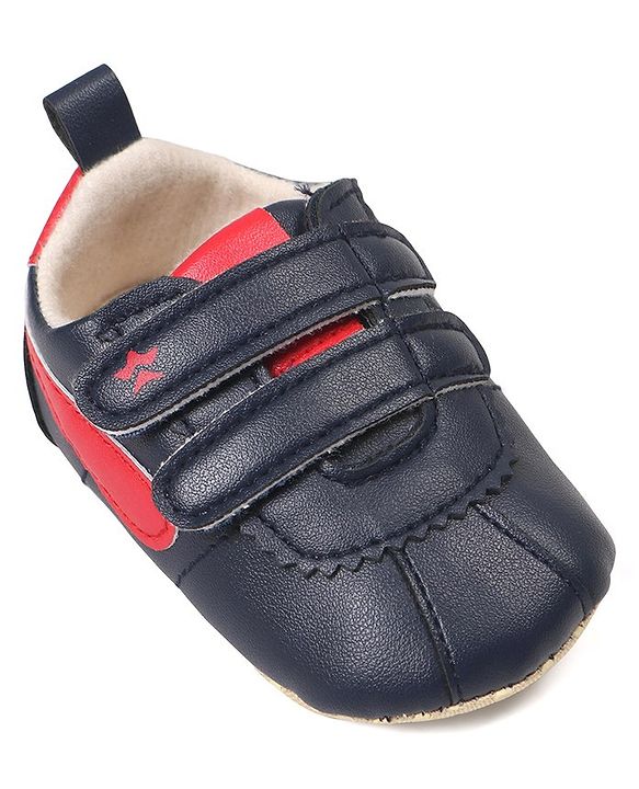 Cute Walk by Babyhug Booties with Velcro Closure - Blue & Red