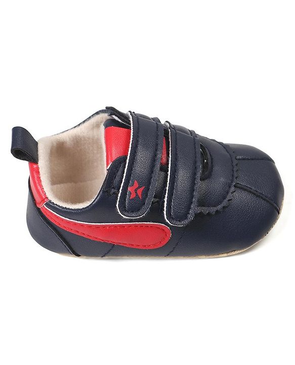 Cute Walk by Babyhug Booties with Velcro Closure - Blue & Red