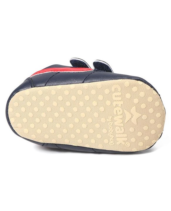 Cute Walk by Babyhug Booties with Velcro Closure - Blue & Red