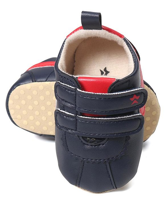 Cute Walk by Babyhug Booties with Velcro Closure - Blue & Red