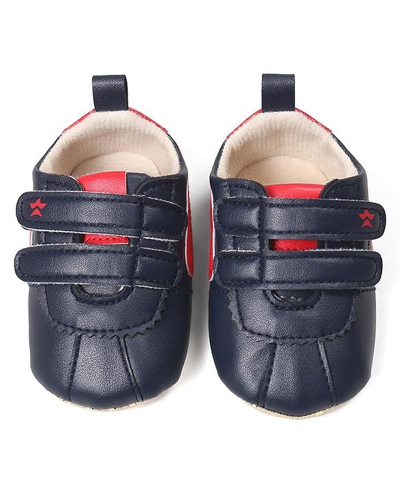 Cute Walk by Babyhug Booties with Velcro Closure - Blue & Red