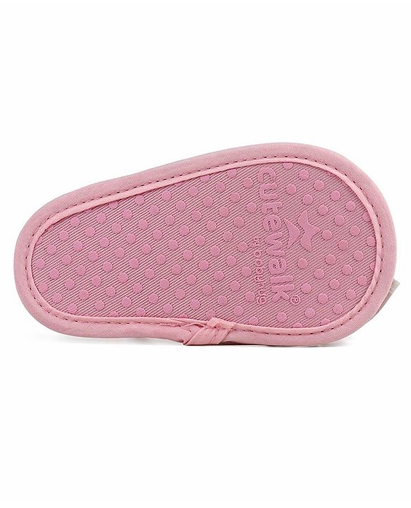 Cute Walk by Babyhug Slip On Booties Bow Applique  - Pink