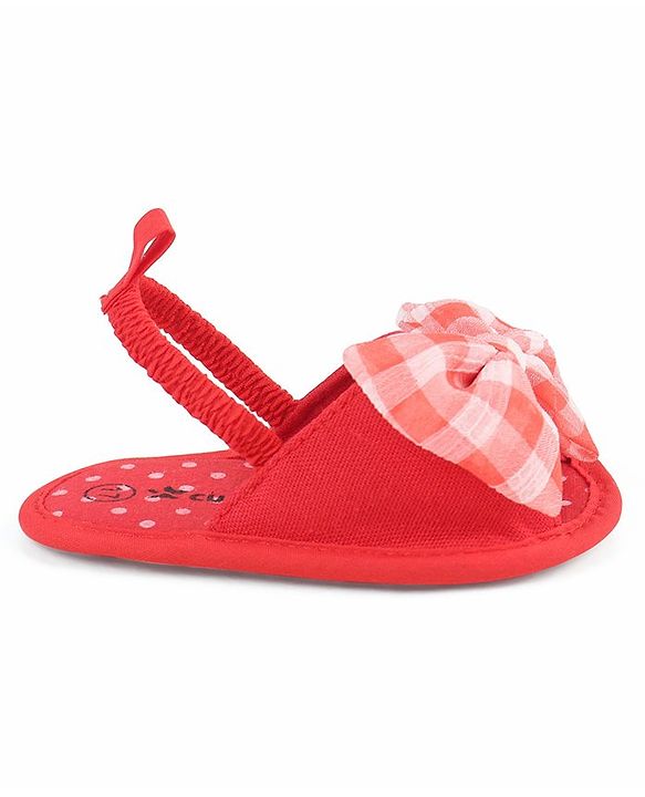 Cute Walk by Babyhug Slip On Booties Bow Applique  - Pink