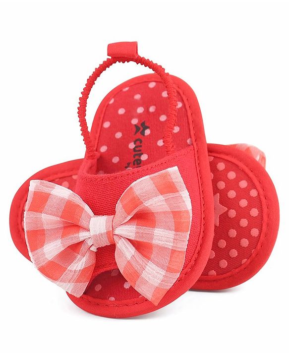Cute Walk by Babyhug Slip On Booties Bow Applique  - Pink