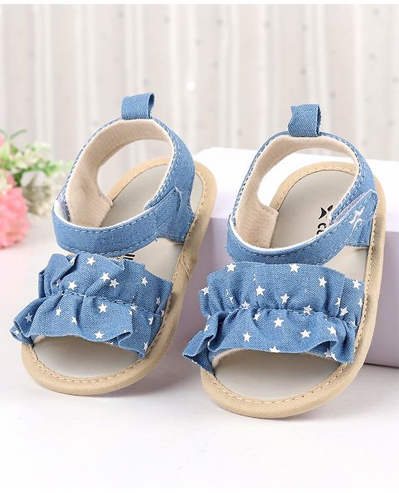 Cute Walk by Babyhug Booties with Velcro Closure & Stars Design - Blue