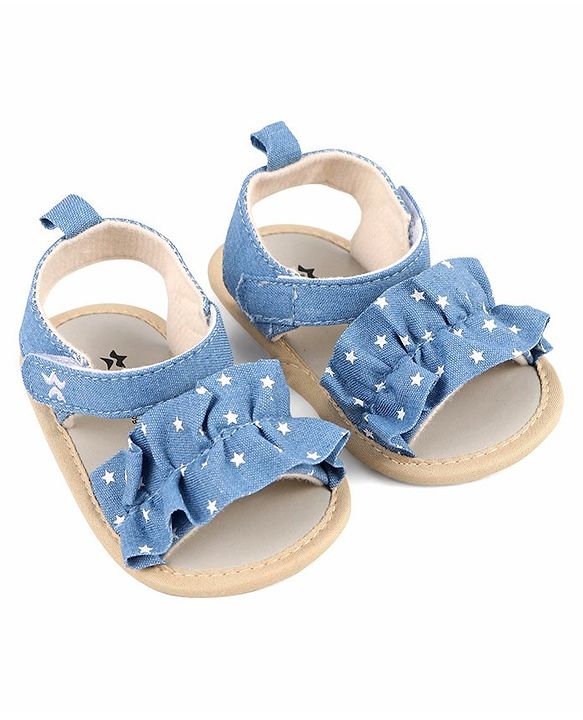 Cute Walk by Babyhug Booties with Velcro Closure & Stars Design - Blue