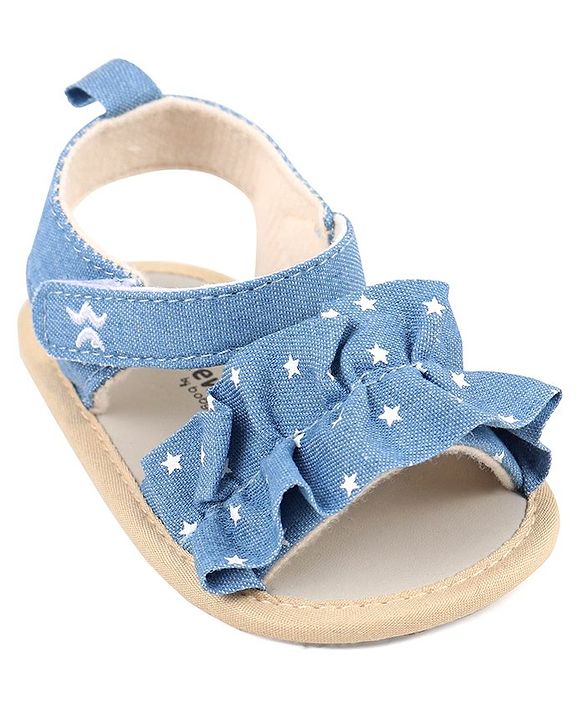Cute Walk by Babyhug Booties with Velcro Closure & Stars Design - Blue