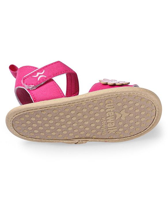 Cute Walk by Babyhug Booties with Floral Applique & Velcro Closure - Fushia