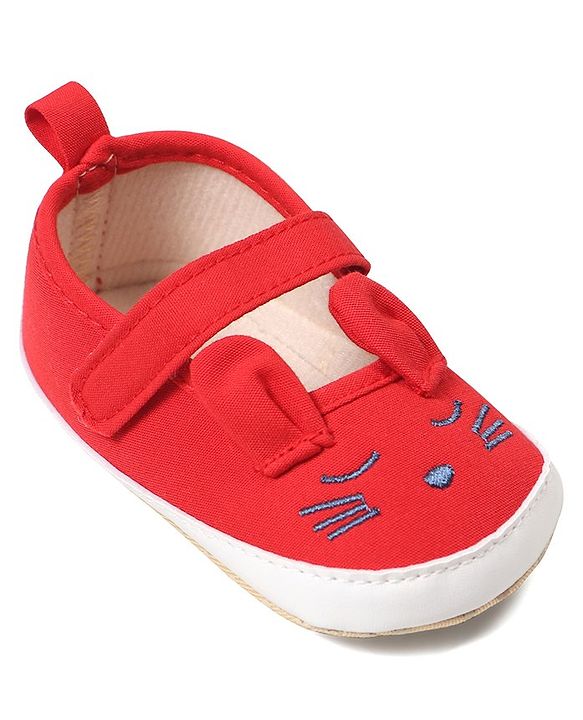 Cute Walk by Babyhug Booties Buuny Design with Velcro Closure - Red