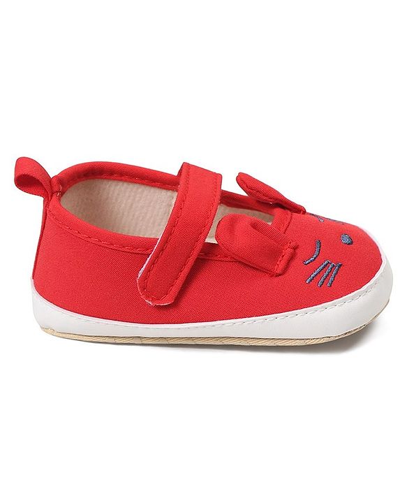 Cute Walk by Babyhug Booties Buuny Design with Velcro Closure - Red