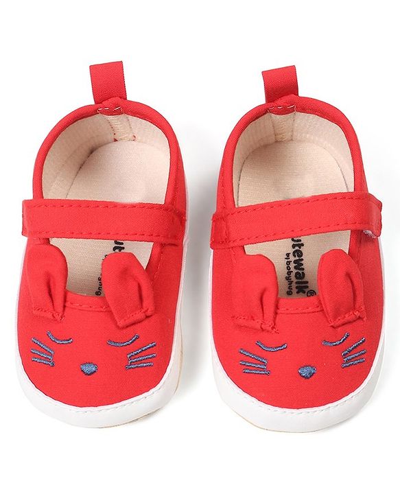 Cute Walk by Babyhug Booties Buuny Design with Velcro Closure - Red