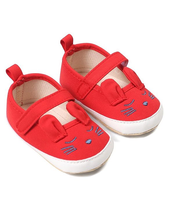 Cute Walk by Babyhug Booties Buuny Design with Velcro Closure - Red