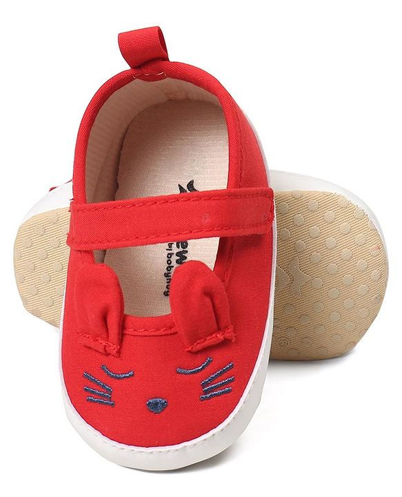 Cute Walk by Babyhug Booties Buuny Design with Velcro Closure - Red