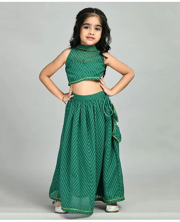 Mint Green Color Net Lucknowi Work Party Wear Kids Girl Lehenga Choli  -4467154825
