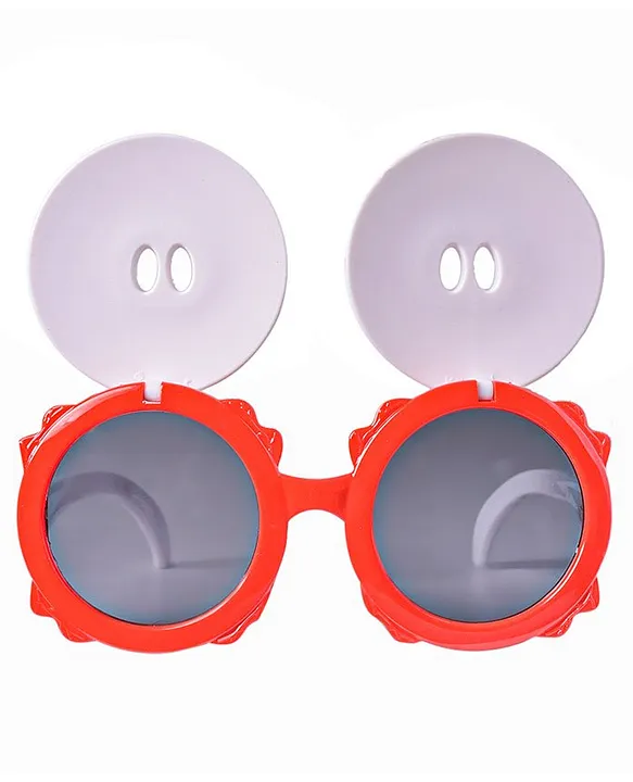 Kid O World Smiley Face Flip Open Sunglasses White Red info