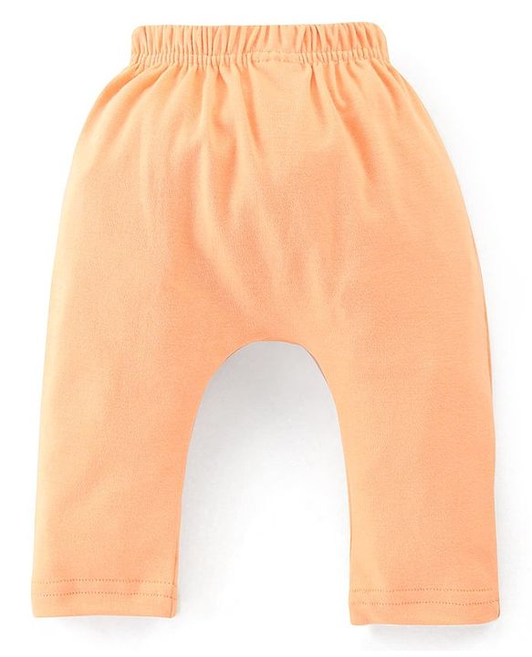 Babyhug Cotton Ankle Length Diaper Pants Stripes & Hippo Print Pack of 3- Peach Purple & Blue
