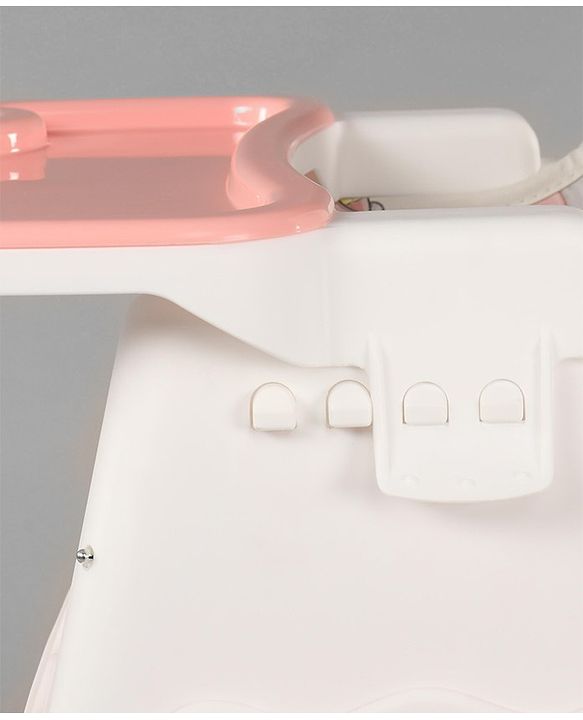 Babyhug 3 in 1 Comfy High Chair Unicorn Printed Cushion - Pink| High Chair, Feeding Chair & Booster Chair| Adjustable Double Food Tray| Removable PU Leather Seat| Safety Harness| Removable Footrest