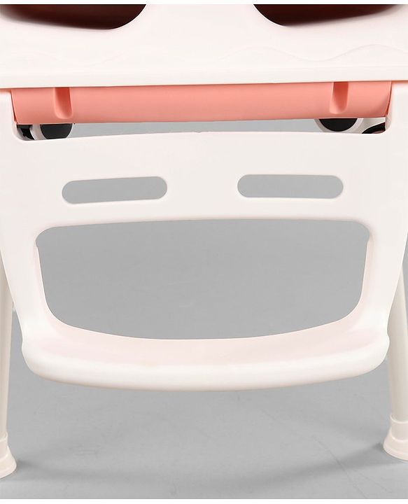 Babyhug 3 in 1 Comfy High Chair Unicorn Printed Cushion - Pink| High Chair, Feeding Chair & Booster Chair| Adjustable Double Food Tray| Removable PU Leather Seat| Safety Harness| Removable Footrest