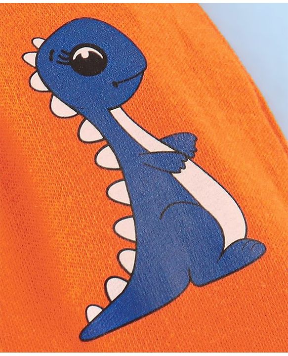 Babyhug Cotton Diaper Pants Stripes & Dino Print Pack of 3 - Blue & Orange