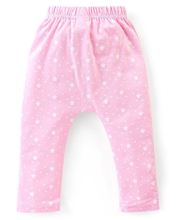 Babyhug Cotton Full Length Diaper Pants Stripes & Floral Print Pack of 3- Pink & Red