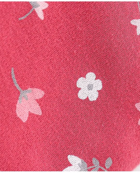 Babyhug Cotton Full Length Diaper Pants Stripes & Floral Print Pack of 3- Pink & Red