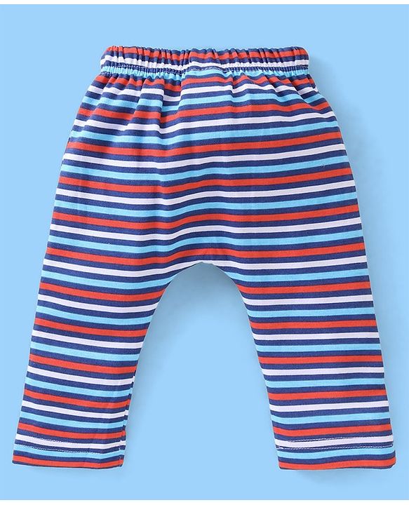 Babyhug Cotton Knee Length Diaper Pants Football Print Pack of 3 - Red & Blue