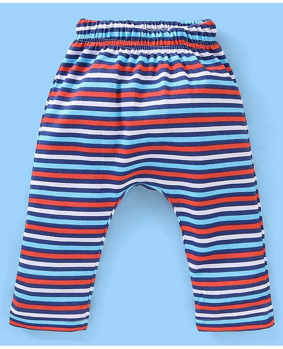 Babyhug Cotton Knee Length Diaper Pants Football Print Pack of 3 - Red & Blue