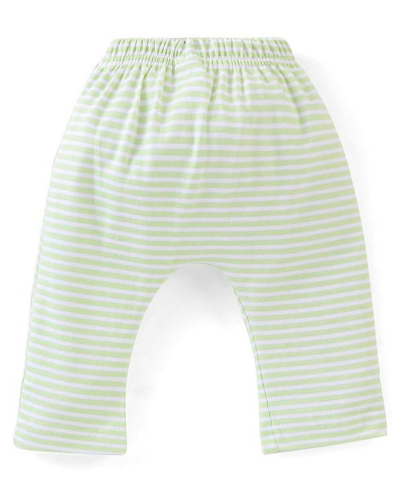 Babyhug Cotton Diaper Pants Striped & Printed Pack of 3 - Peach Blue & Pink